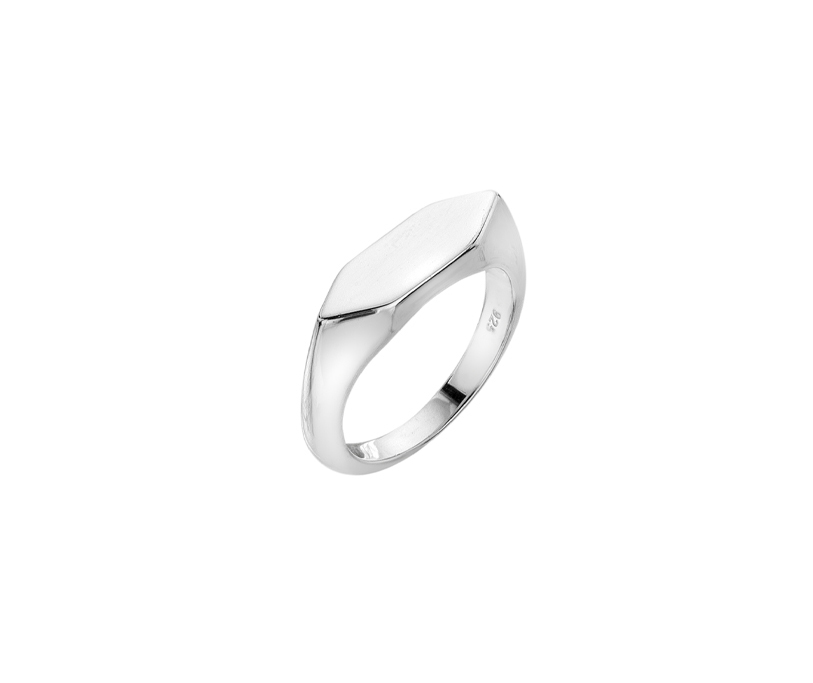 Silver Geometric Signet Ring, Size M