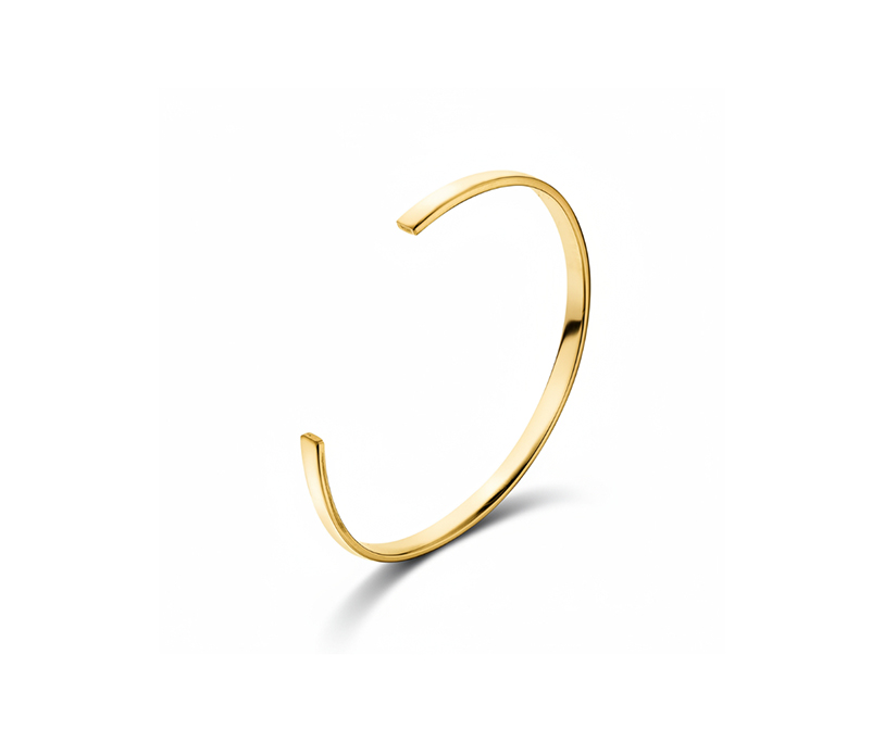 Silver Rectangular Profile 5.0x1.7mm Torque Bangle + 2.5 Mic