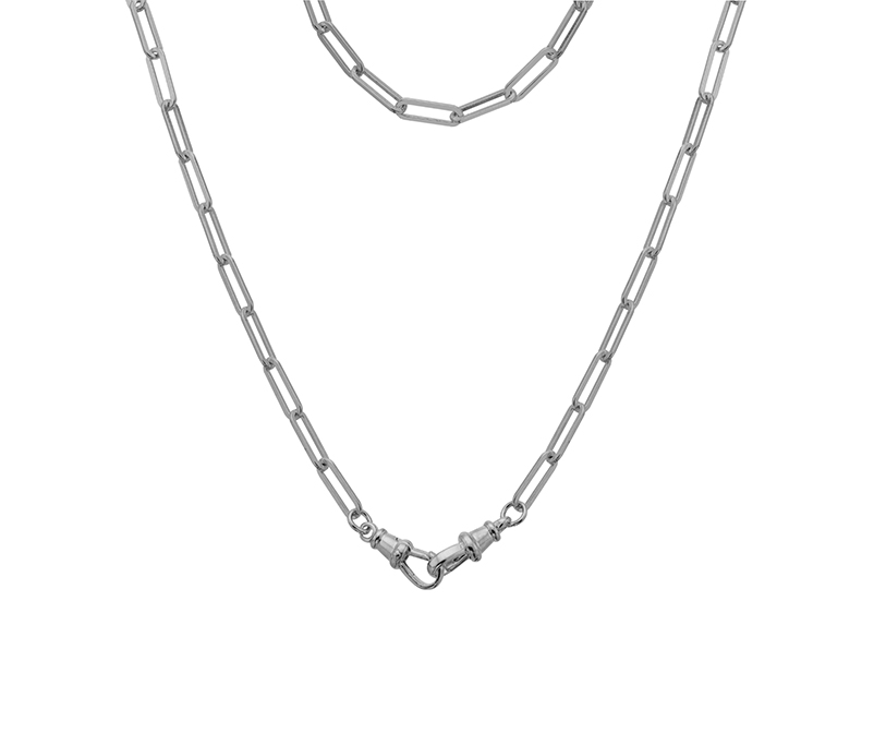 Silver Square Trace Long 90 Double Albert Fitting 18"/45cm