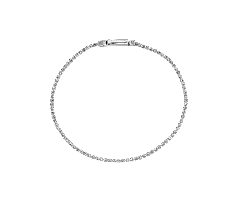 Silver Round 1.7mm CZ Tennis bracelet with ladder clasp 7.0"