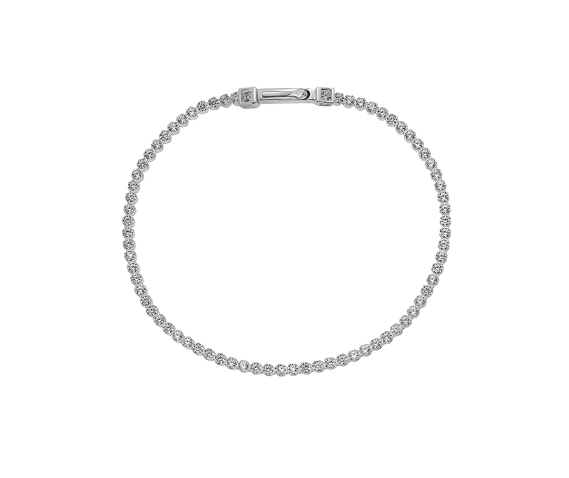 Silver Round 2.5mm CZ Tennis bracelet with ladder clasp 7.0"