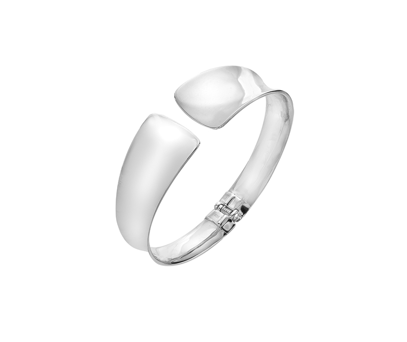 Silver anticlastic fan hinged bangle